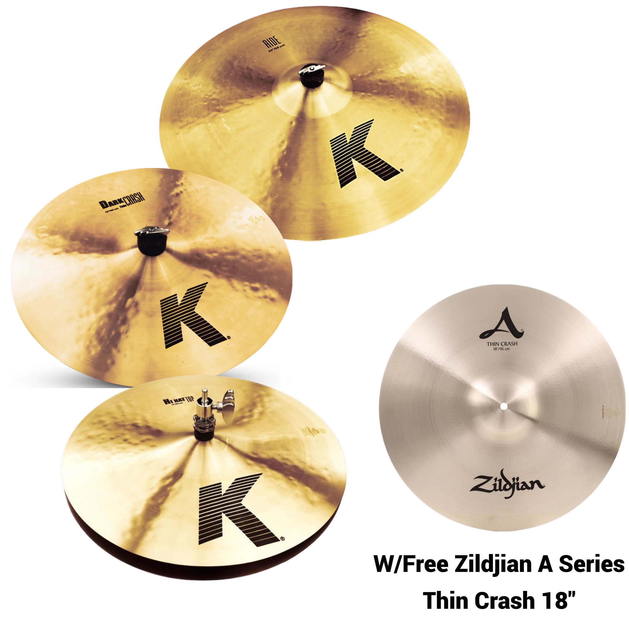 Zildjian K Series - Cymbal Pack w/Free 18" Zildjian A Series Thin Crash