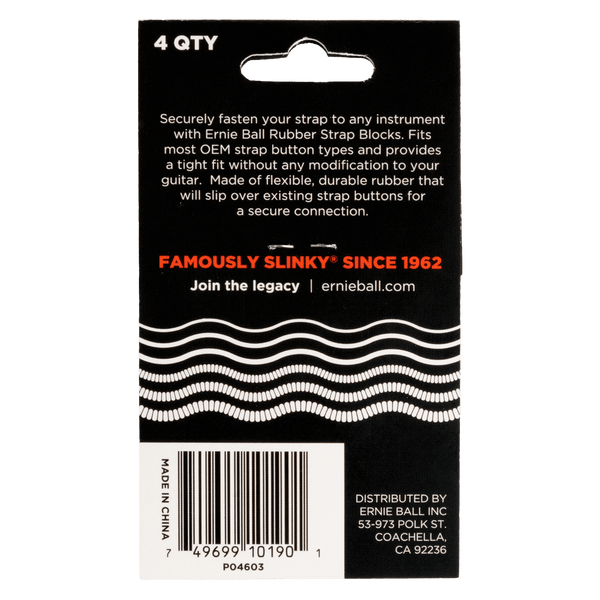 Ernie Ball Strap Blocks - Red & Black - 4 Pack