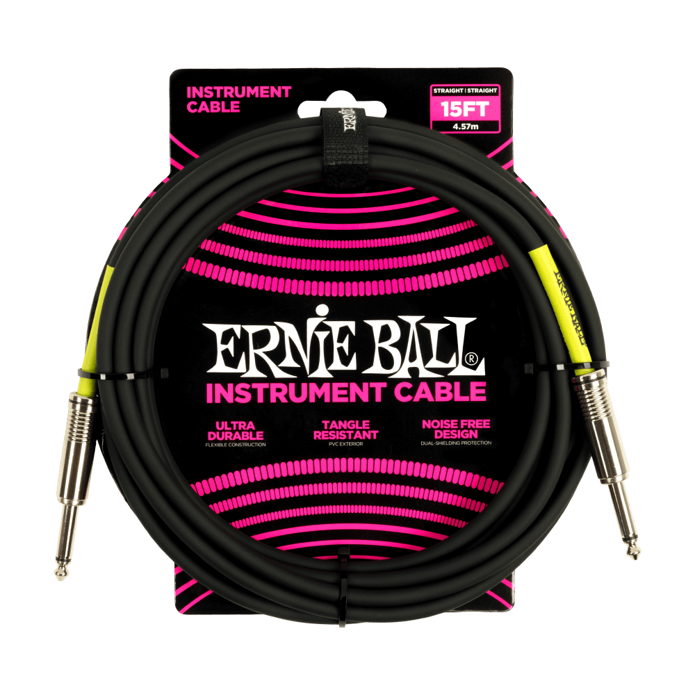 Ernie Ball Classic Instrument Cable Straight/Straight 15Ft. - Black Finish