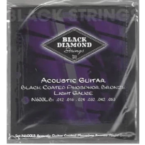 Black Diamond Strings - Black Coated Phosphor Bronze Acoustic Guitar Strings - Light-Light .011-.052 (N600LLB)