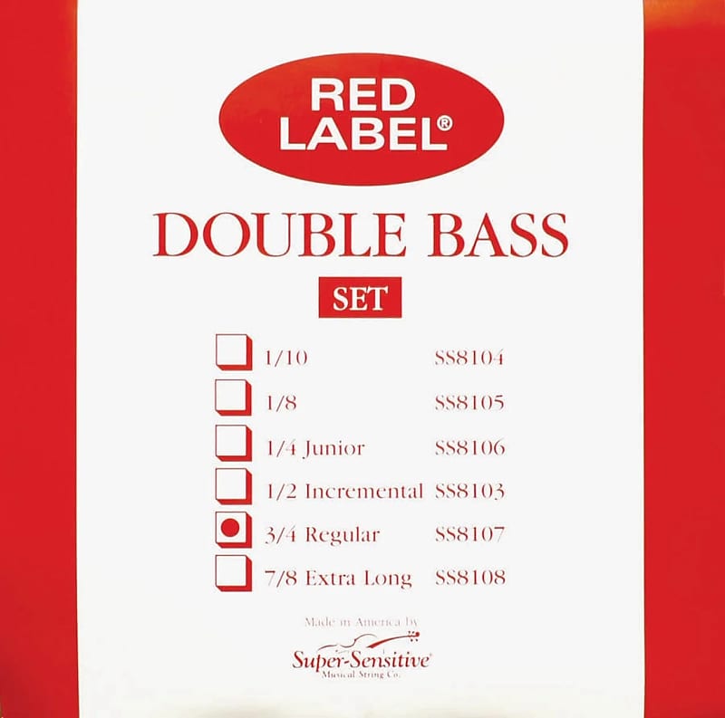 Super-Sensitive 8127 Red Label Double Bass String Set - 3/4 Size