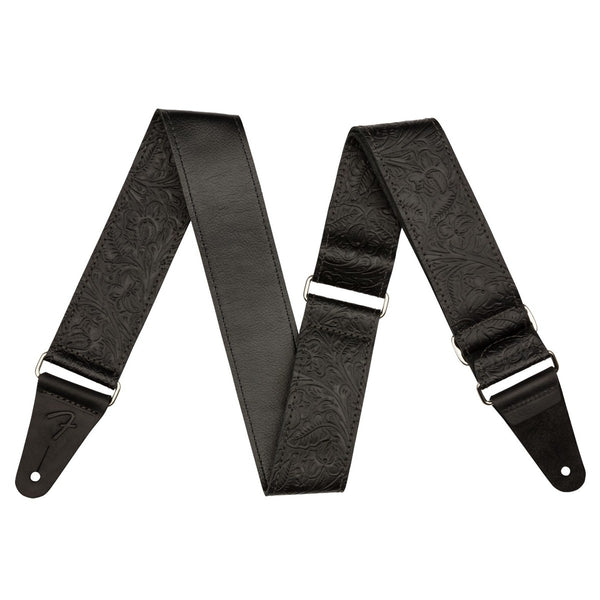 Fender - Tooled Leather Strap - Black 2"