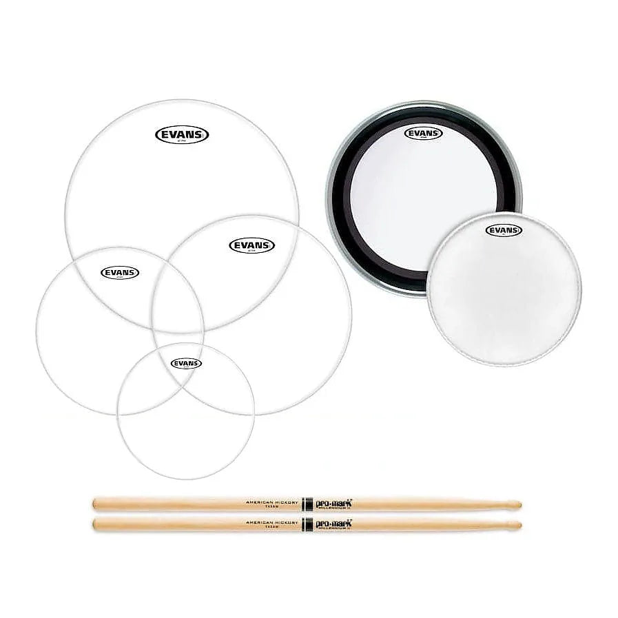 Evans - American Upgrade - Drumhead Pack - 10/12/14/22 w/FREE 14" & 5A Sticks (EPP-AMUP-F2-5A)