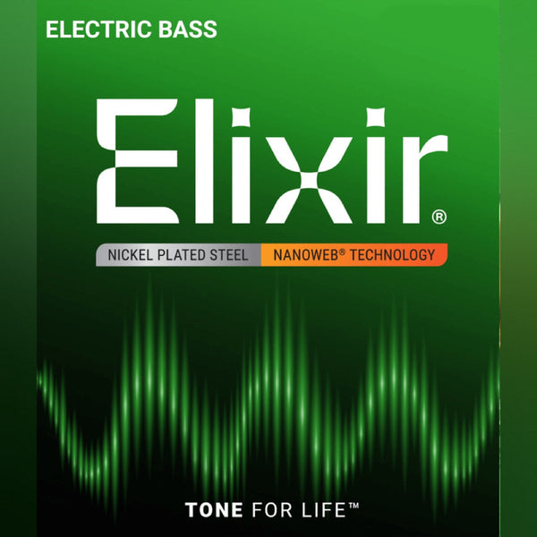 Elixir Strings - Nanoweb - 4-String Long Scale - Electric Bass Guitar Strings - .045-.105 Light/Medium (14077)