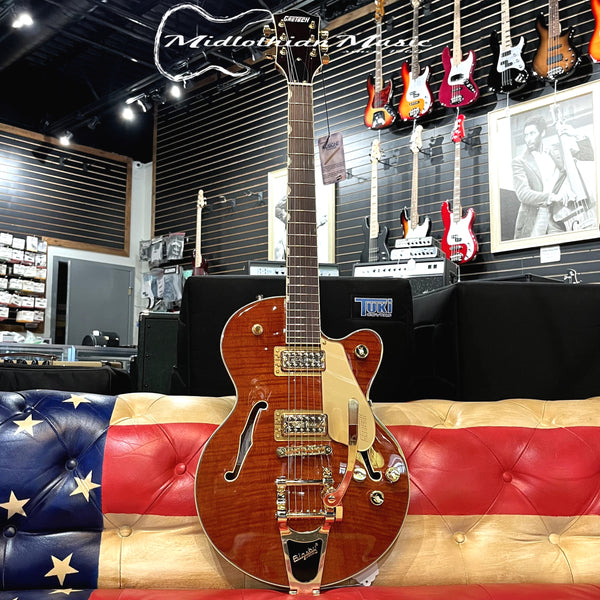 Gretsch - Electromatic LTD Flame Okoume Broadkaster Jr. - Single-Cut w/Bigsby - Roundup Orange Stain Finish