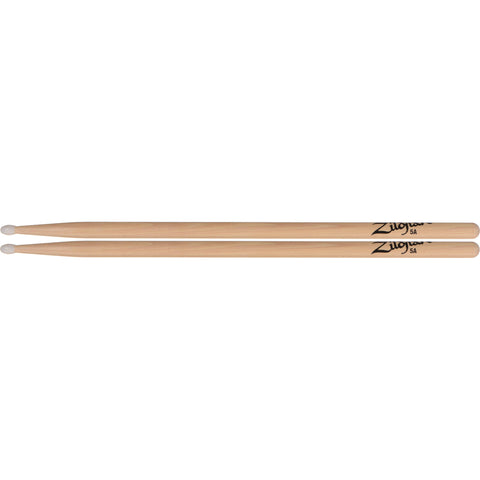 Zildjian 5A (5ANN) Nylon Tip - Select Hickory USA Drum Sticks (1 Pair)