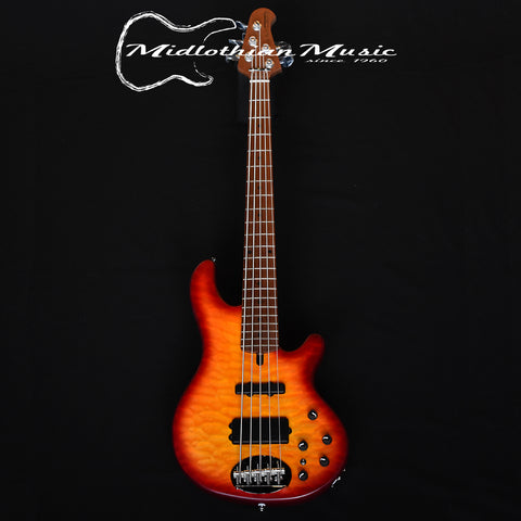 Lakland Skyline 55-02 Deluxe 5-String Bass - Quilted Satin Cherry Sunburst (210911305)