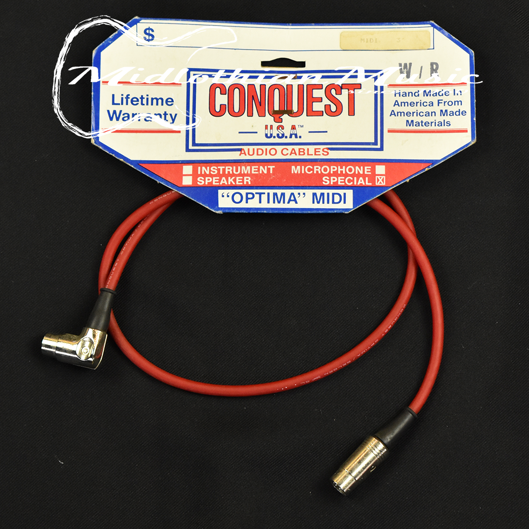 Conquest 3' Midi Cable - Red Finish
