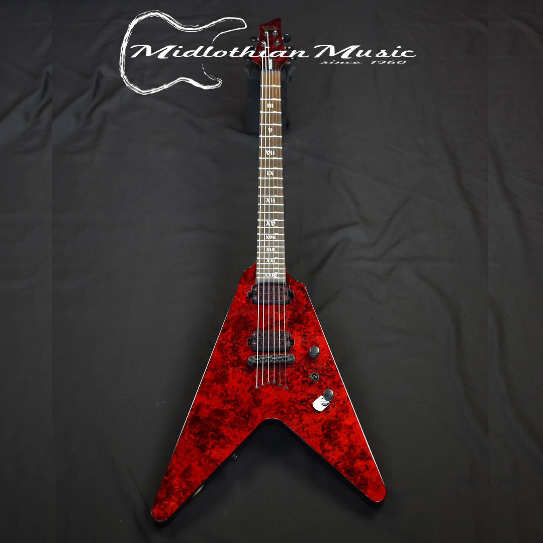世界トップクラスのリヴァ一ブ！！クロスリヴァーブギター DR-100 V Schecter V-1 Apocalypse Electric Guitar - Red Reign Finish